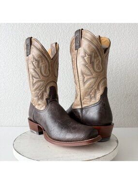 Rod Patrick Mens Cowboy Boots Brown Western Leather Sole Blunt Toe Size 12.5AA